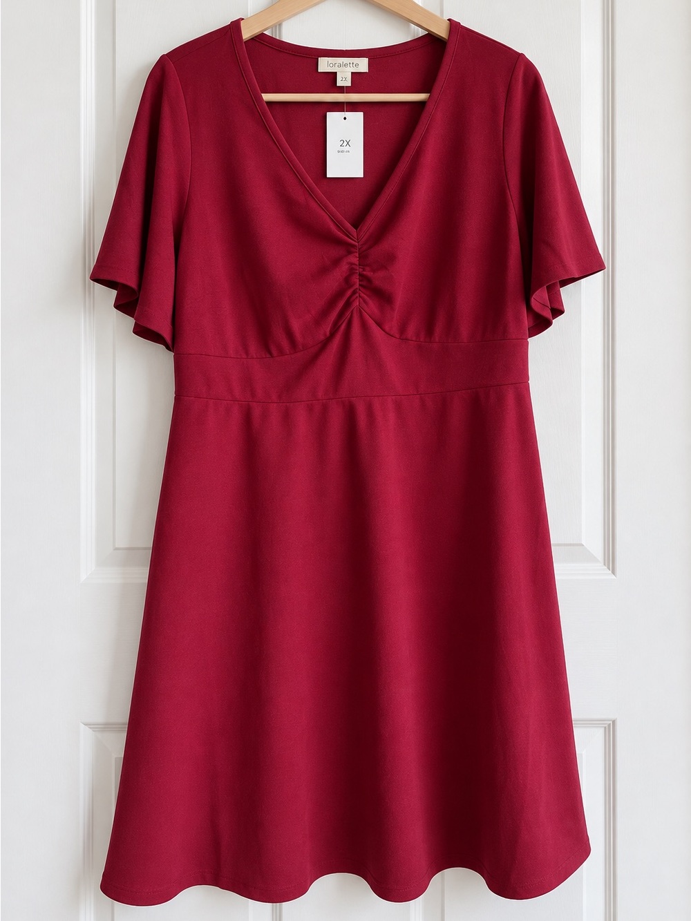 Loralette by Torrid Lola Dress 16 Ruby Red Fit & Flare Flutter Sleeve NWT